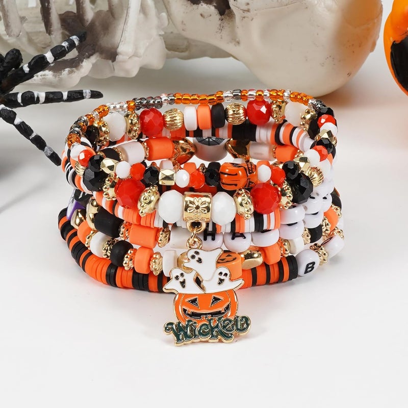 Lonext Halloween Bracelets Stackable Heishi Beaded Stretch Bracelets - Image 5